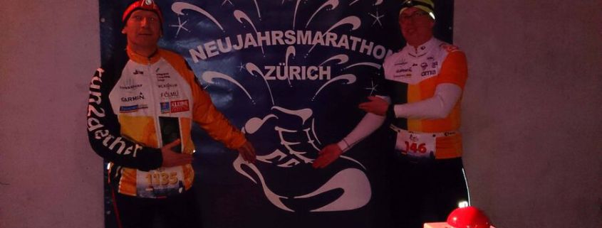 Peter Cuje und Ralf Grünholz beim Nujahrsmarathon Zürich 2016