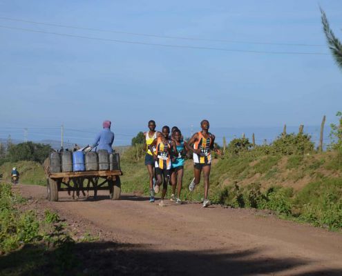 Das Marathonfeld Kurz Nach Km 12